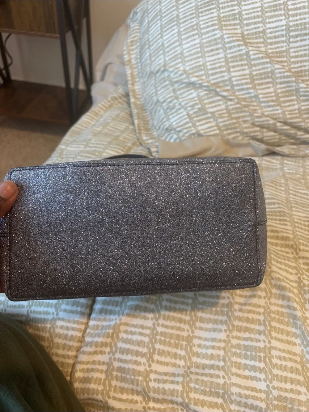 kate spade Gunmetal Glitter Small Shoulder Tote